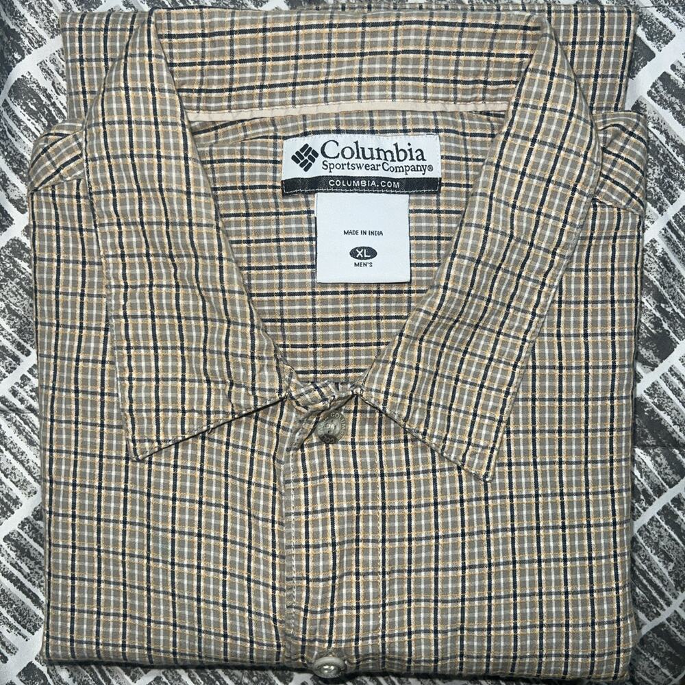 Columbia‎ Shirt Mens XL Short Sleeve Button Up Pocket Outdoors Plaid